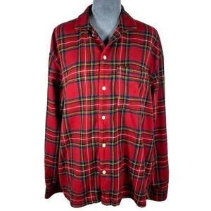 Abercrombie Flannel Pajama Shirt Women's Large Red Plaid Sleep Top Soft A&F